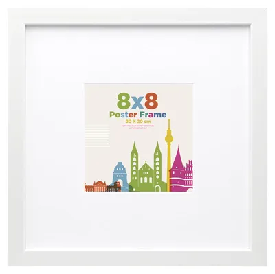 Productafbeelding van Fotolijst - Met passe-partout voor foto's van 10x10 cm - Geschikt om neer te zetten en op te hangen - 20x20 cm - Wit
