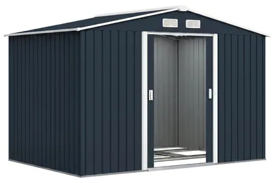 Obrázek produktu pro Zahradní úložna pro venkovní použití - kovová - 4,9 m² - 277x195x192 cm - vodotěsná - šedá