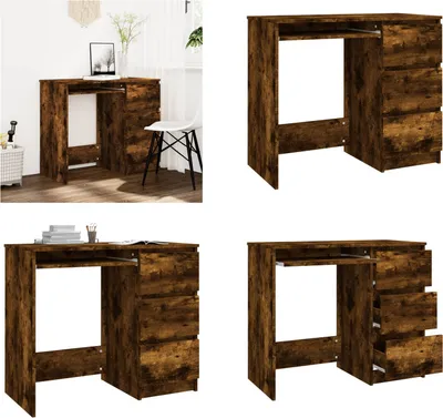 Produktbild von vidaXL Schreibtisch Räuchereiche 90x45x76 cm Holzwerkstoff - Schreibtisch - Schreibtische - Bürotisch - Computertisch