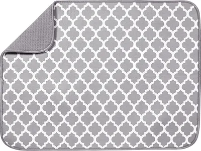 Produktbild von Wendbare XL-Mikrofaser-Geschirrtrockenmatte für die Küche, 45,7 x 61 cm, weißes Gittermuster