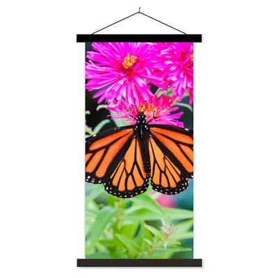 Produktbild von MuchoWow® Textilposter Schmetterling - Botanisch - Blume 60x120 cm mit schwarzem Rahmen - Magnete
