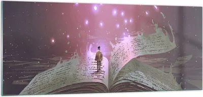 Produktbild von Bilder auf glas - Fantasy Buch - 100x40cm - Glasbilder - Wandbilder - Kunstdruck - zum Aufhängen bereit - Wanddekoration aus Glas - Glas Bilder - Wandbild auf Glas - Einteilig - GAB100x40-4010