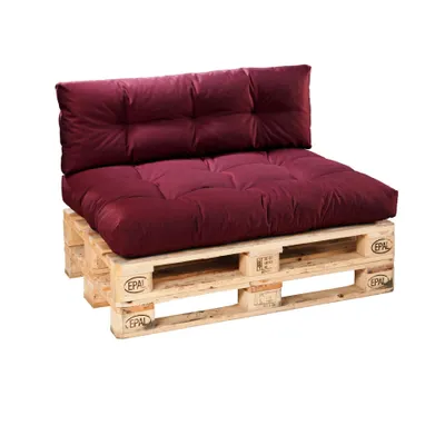 Produktbild von Bodyprotect - 2er Set Palettenkissen, Sitzkissen & Rückenlehne, für Indoor & Outdoor, hochwertiger Möbelstoff, dunkelrot