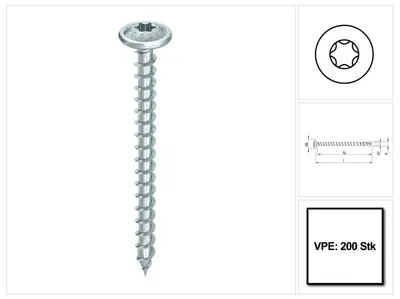 Produktbild von HECO-TOPIX-plus 6 x 40, Tellerkopf, T-Drive, T-30, variables Vollgewinde, A3K, 200 Stück