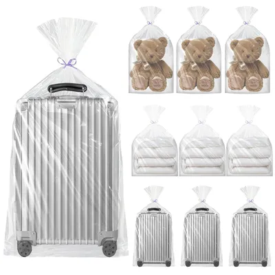 Image de TRANKIELO® - 10 sacs en plastique transparent extra-larges – 100 x 152 cm – durables, étanches et anti-poussière
