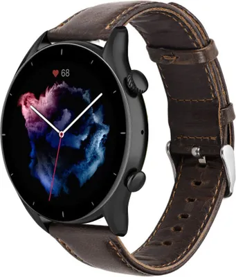 Produktbild von Strap-it Amazfit GTR 3 (Pro) Lederarmband (Dunkelbraun)