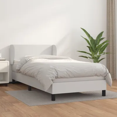 Imagen del producto de Maison Exclusive - Base de cama con somier y colchón, color blanco, 90x200 cm, tapizada en cuero sintético