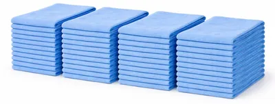 Obrázok produktu pre Sada 40 kusov mikrovláknových utierok 38 x 38 cm, 210 g/m², suchá utierka – farba modrá – leštiaca utierka, utierka na čistenie áut, utierka na okná, nezanecháva vlákna, vysoko savá, utierka na čistenie, nepoškriabe, pre domácnosť, auto, priemysel