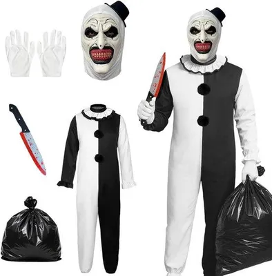 Productafbeelding van AOMAIGAD Halloween Art The clownkostuum, terrifier stijl clownkostuum, griezelig moordenaarskostuum, met masker