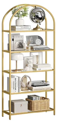 Productafbeelding van Gouden glazen displayplank – Presentatieplank – Opslagplank – 30,2 x 83 x 183,5 cm