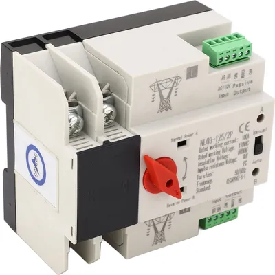 Zdjęcie produktu dla Automatyczny przełącznik zasilania AC110V 100A z podwójnym zasilaniem Montaż na szynie 35 mm Przełącznik zasilania generatora 2P ATS