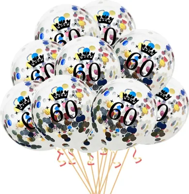 Produktbild von Oblique Unique 10x Konfetti Luftballons Zahl 60 Geburtstag Happy Birthday 60 Ballons