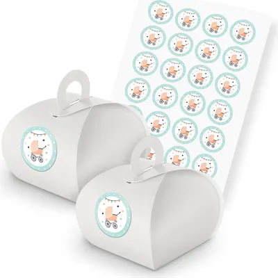 Produktbild von itenga SET 24x Geschenkschachtel mit Griff weiß + Stickerbogen (Motiv 137)