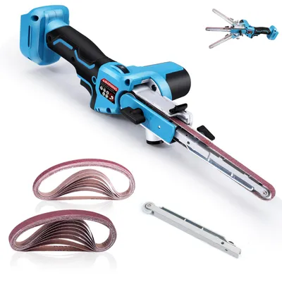 Produktbild von Akku-Bandschleifer Schleifmaschine mit 6-stufige, Bürstenloser, 9mm/13mm, Kompatibel Makita Akku für Nähte Löcher Schleifen Schnitzen[ohne Akku]