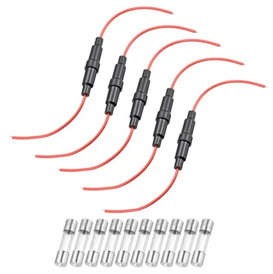 Sicherungshalter 5 Stk. 6x30 mm, 22 AWG, inkl. 10 Glassicherungen 6A