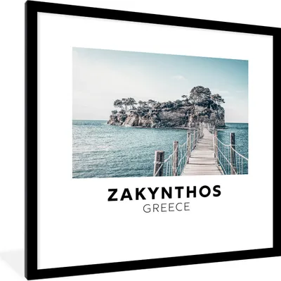 Produktbild von MuchoWow® Gerahmtes Poster Griechenland - Zakynthos - Meer 40x40 cm - Poster mit Schwarzem Bilderrahmen Wandposter Rahmen Foto Bilder - Poster - Plakat im Rahmen