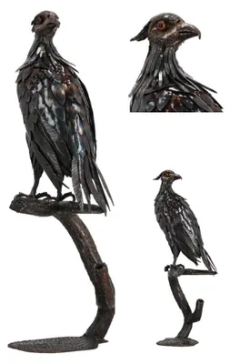 Immagine prodotto di LogistSystem Aquila possente, statuetta in metallo, altezza 105 cm, 14 kg, statua da giardino realistica