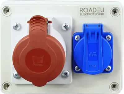 Produktbild von RoadEu - CEE Steckdose 16A und 1x Schuko Verteiler - Stromverteiler 16A - Steckdosenverteiler IP44 Für den Innen- und Außeneinsatz Baustromverteiler