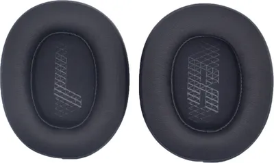 Two black ear pads for headphones are shown against a white background.