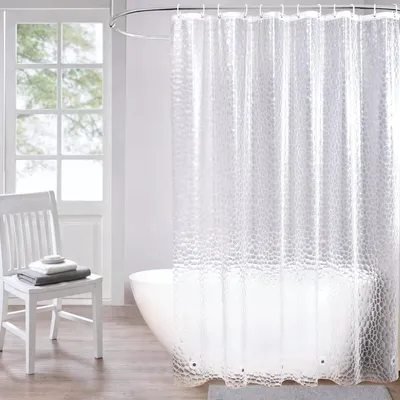 Produktbild von Duschvorhang 180x180cm Transparent Eva Anti-schimmel mit Magneten und Metallösen
