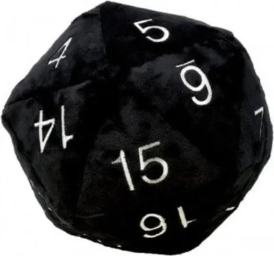 Immagine prodotto di Cubo di peluche Jumbo D20 nero - 20 facce, morbido, circa 10 cm