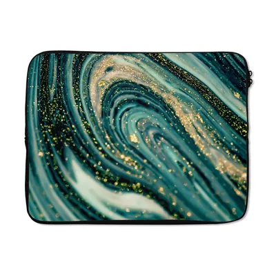 Produktbild von MuchoWow® Laptop Hülle 15 Zoll Marmoroptik - Luxus - Gold - Türkis - Glitzer Laptoptasche - Laptoptasche - Sleeve - Rundum-Schutz
