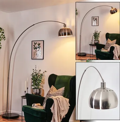 Produktbild von Gavirate Stehlampe aus Metall mit Marmorfuß in Schwarz/Nickel-matt/Weiß