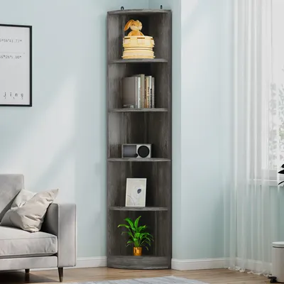 Produktbild von Bücherregal Eckregal mit 6 Ebenen, freistehende Aufbewahrungsregale, Bücherregal, 30 x 30 x 180 cm