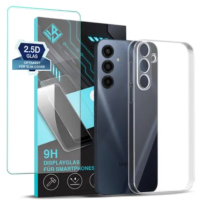 Produktbild von Handyhülle für Samsung Galaxy A16 / A16 5G mit 9H Displayglas Displayschutz Hülle Transparent Flexibel Elastisch Case Cover Backcover Schutzhülle