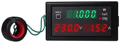 Wattmeter AC 100 A – Spannung, Strom, Leistungsfaktor