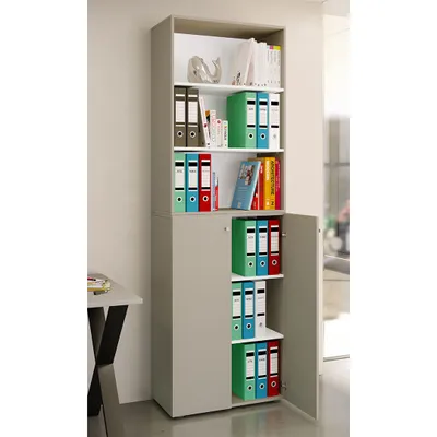 Produktbild von VCM Büroschrank mit 6 Fächern | Büroregal | moderner Aktenschrank mit Drehtüren | Maße ca. H. 220 x B. 70 x T. 40cm – Lona 6-Fach