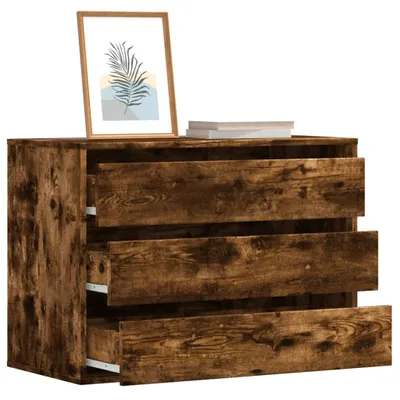 Produktbild von vidaXL Komoda z szufladami dąb wędzony 80x41x58 cm materiał drewnopochodny