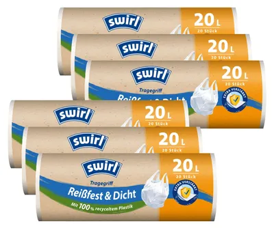 Produktbild von 6x Swirl Tragegriff Müllbeutel 20L ( 20 stk./Rolle )