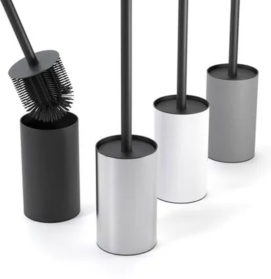 Produktbild von Silikon-Toilettenbürste Edelstahl silber mit Spritzschutz