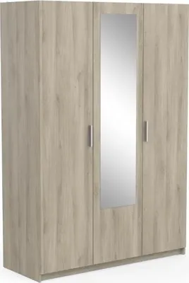 Produktbild von Kleiderschrank Prya 3 Drehtüren, 4 Einlegeböden und 1 Kleiderstange-Kronberg Eiche Nachbildung