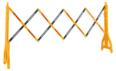 Produktbild von Wiltec ausziehbares Absperrgitter 250 cm aus Kunststoff, Scherengitter mit Reflektorband, Baustellenabsperrung befüllbar und faltbar, Absperrung für Verkehr
