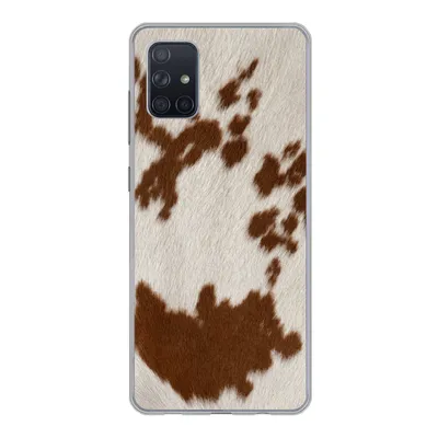 Produktbild von MuchoWow® Handyhülle Schutzhülle Hülle für Samsung Galaxy A71 Rindsleder mit rot-orangen Tupfen Silikon Softcase Handy Hülle - Kartenbesitzer