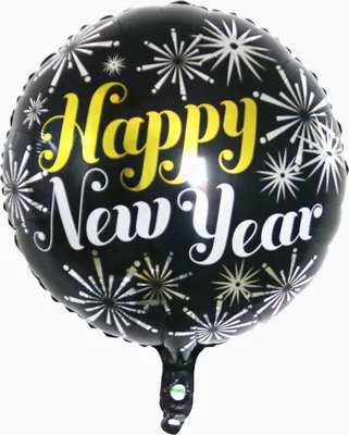 Produktbild von Folienballon Happy New Year rund 45 cm, schwarz gold silber