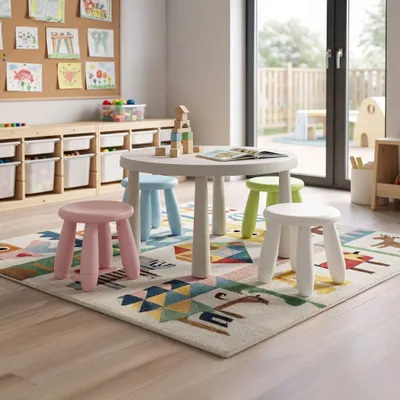 Immagine prodotto di Sgabello per bambini, in plastica rosa – 26 x 28 cm