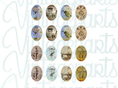 Produktbild von Vintageparts Motivbogen Steampunk für 25x18mm Cabochons, 1 Stück