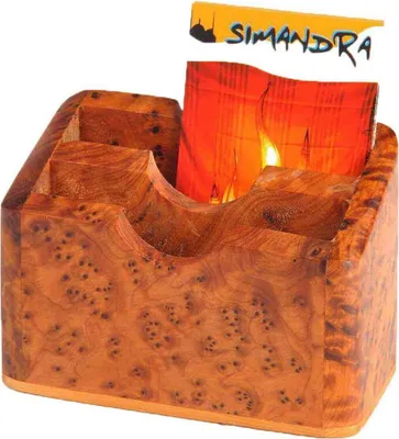 Produktbild von Visitenkartenständer Visitenkartenbox Visitenkartenhalter Zettelbox Stiftehalter Büro Holz Thuja