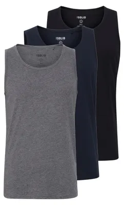 Produktbild von SOLID SDCasal Herren Tanktop Shirt Muskel-Shirt mit Rundhalsausschnitt im 3er Pack Baumwollmischung Slim fit