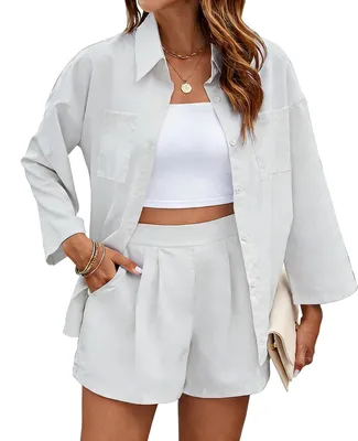 Produktbild von Sommerliches Damen-Set aus Oberteil und Shorts für den Strand