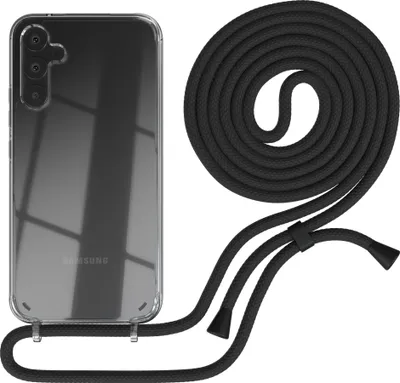 Produktbild von EAZY CASE Handykette kompatibel mit Samsung Galaxy A34, Handyhülle mit Umhängeband, Handykordel, Schutzhülle Clear, Band in Schwarz