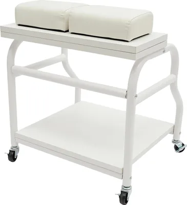 Image de Repose-pieds pour pédicure avec roulettes - Chariot et repose-pieds pour soins des ongles - Portable - Pour salon de beauté - Assemblage requis