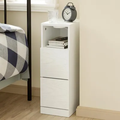 SoBuy Nachttisch FBT149-E-WG weiß mit LED-Licht neben Bett im Schlafzimmer