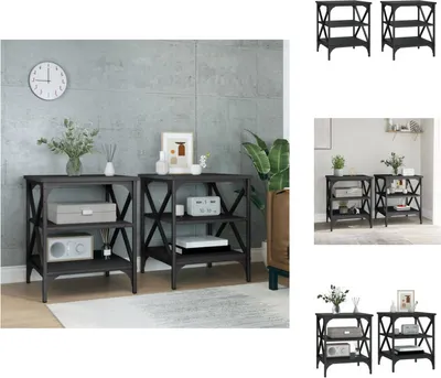 Image de vidaXL Tables d'appoint 2 pcs. noir 40x42x50 cm Bois composite - Tables d'appoint