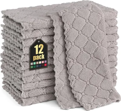 Produktbild von Mikrofaser Reinigungstücher 12er Pack 25x25 cm Grau Fusselfrei Waschbar
