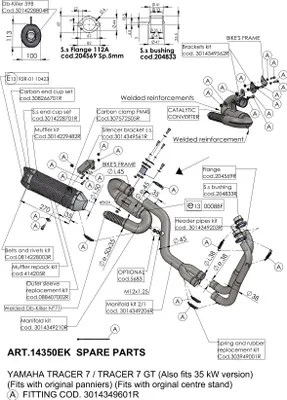 Obrázok produktu pre Držiak výfuku LeoVince, sada skrutiek, pre Yamaha Tracer 700