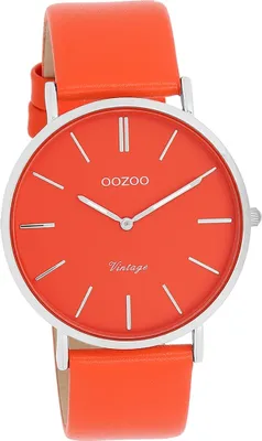 Produktbild von Oozoo Damen Armbanduhr rot orange Analog Vintage Series Lederarmband D2UOC20320